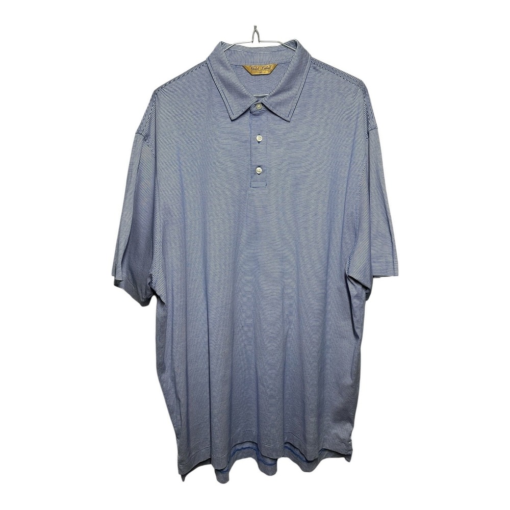 Roundtree & Yorke Men's XL Blue White Striped Polo Shirt Classic Casual
